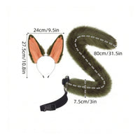 Animal Ears and Tail Set Furry Textile Headband with Animal Ears and Tail Oversized Costume Accessory for Cosplay, Anime Conventions