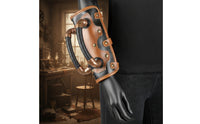 Steampunk Wrist Cuff Black Forearm Cuff with Straps Edgy Costume Bracer for Cosplay, Halloween