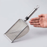 Cat Waste Sifter with Fine Mesh, Fine-mesh Stainless Steel Waste Sifter for Clumping Bentonite, Flat Sifter with Small Holes for Sifting
