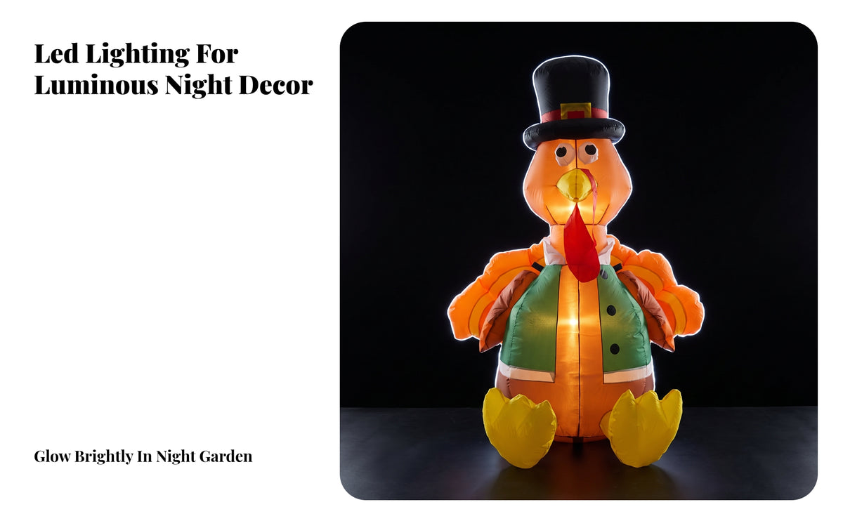 Bright Inflatable Turkey with LED Lights | Festive Holiday Display, for Thanksgiving