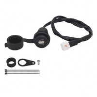 Motorcycle USB Charging Socket Compact Charging Port with Shielded Cap Weather-Resistant Motorcycle with Voltmeter for Long-Distance Riders