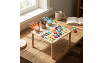 Rounded Edges Wooden Activity Table with Cup Holder Multicolor Children's Learning Table Long-Lasting Furniture Stable for Classroom