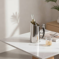 Ice Bucket with Handle Stainless Steel Ice Bucket Cylindrical Vessel for Decorators, Tabletop