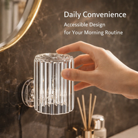 Suction Cup Toothbrush Holder No Drill Wall Mounted Organizer, PET Material Toothbrush Rack Holder for Family Storage and Organization