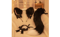 3 Pieces Cat Ear Headband with Tail Faux Hair Feline Ears Headband Soft Cosplay Accessories for Cosplayers