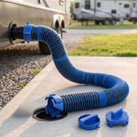 Easy to Use Flexible Drain Hose with End Caps Lightweight Corrugated Drain Hose Compact Corrugated Pipe Cap Nonperforated for RV Owners, Campsite Hookup