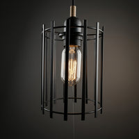 Light Shade for Home Decor and Pendant Light, Matte Black Iron Basket for Living Room, Oval Cage Design Kitchen Lighting, 1 Pack Ceiling Pendant
