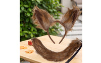 Animal Ear Headband with Tail Artificial Wolf Ears Headband Pointed