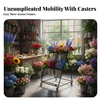Large Capacity Tiered floral display stand with containers Multitier Design Tiered container Rack Stable frame professional Fixture Sturdy Construction for event Planners, Shop Owners, Gardeners, Wedding location, marketplace Stall, Patio, Balcony