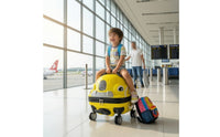 Rotating Sit-and-Ride Suitcase Glossy Children's Suitcase with Wheels Sturdy Sit-and-Ride Luggage Secure for Children, Traveling Families