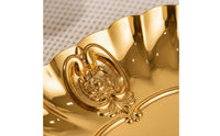 Ornate Oval Tray with Scalloped Rim Embossed Tray with Scalloped Edge Compact Trinket Dish Polished for Vanity, Bedside Table