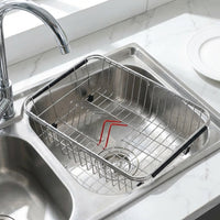 Extendable Colander Telescopic Drain Basket, 304 Stainless Steel Over the Sink Drainer Sink Strainer, Space-Saving Kitchen Storage for Dishes