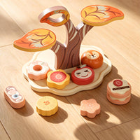 Colorful Play Food Set with Stand Tabletop Toy Dessert Display with Play Food Smooth Dessert Playset with Stand Educational for Preschoolers, Toddlers, Kids, Kindergarten, Playroom