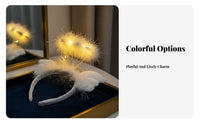 Illuminated Ry Headband 3 Lighting Modes Illuminated Hare Ears Headband Glitter Hare Hair Hoop View-Catching Light-up Hare Ear