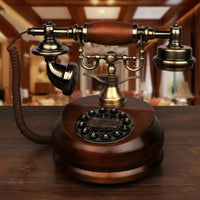 Antique Style Telephone Wood-Finish Vintage Telephone Retro Phone Corded Old-Fashioned Phone Decorative for Decorators, Study