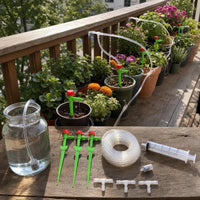 Adjustable Flower Drip Irrigation Kit with Siphon and Water Absorber for Potted Plants