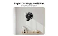 Feline Wall Clock Quiet Mechanism Cat Shaped Wall Clock Non-Ticking for Kids, Kindergarten, Playroom, Nursery