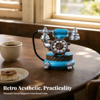 Coiled Cord Vintage Rotary Phone Alarm Clock Freestanding Retro Telephone Desk Clock Tabletop Home Decor Compact for Study, Cafe, Restaurant, Clothing Shop