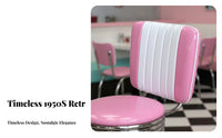 Backrest Support Retro Diner Stool With Footrest Counter Chair Padded Seat Commercial Seating Upholstered Cushion for Bar Owners, Homeowners, Adults, Restaurant, Cafe, Kitchen Island, Dining Room