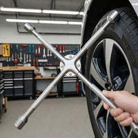 Four-Way Lug Wrench Chrome-Plated Four-Way Cross Wrench 18-Inch for Garage