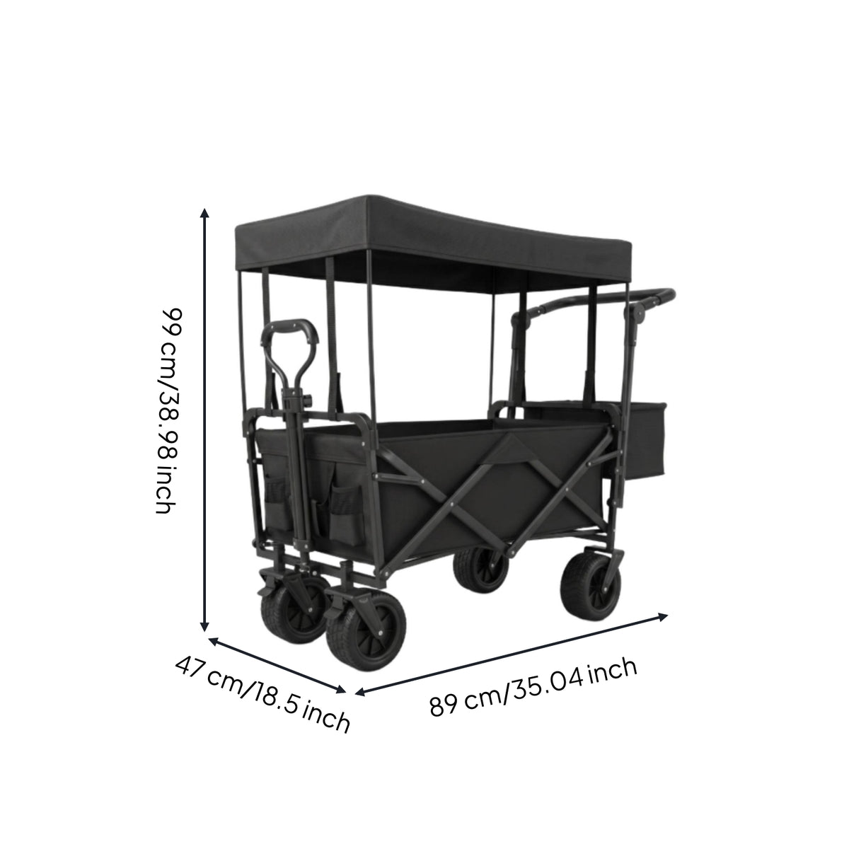 Foldable Wagon with Canopy All Terrain Folding Wagon with Canopy Folding Garden Cart Weather-Resistant Spacious for Campers