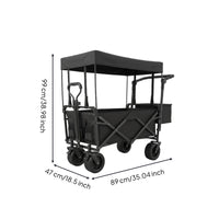 Foldable Wagon with Canopy All Terrain Folding Wagon with Canopy Folding Garden Cart Weather-Resistant Spacious for Campers
