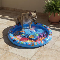 Blue Base Shark Pet Water Bed Interactive Inflatable Pet Water Bed Enrichment Inflatable Cooling Pad Portable for Pets