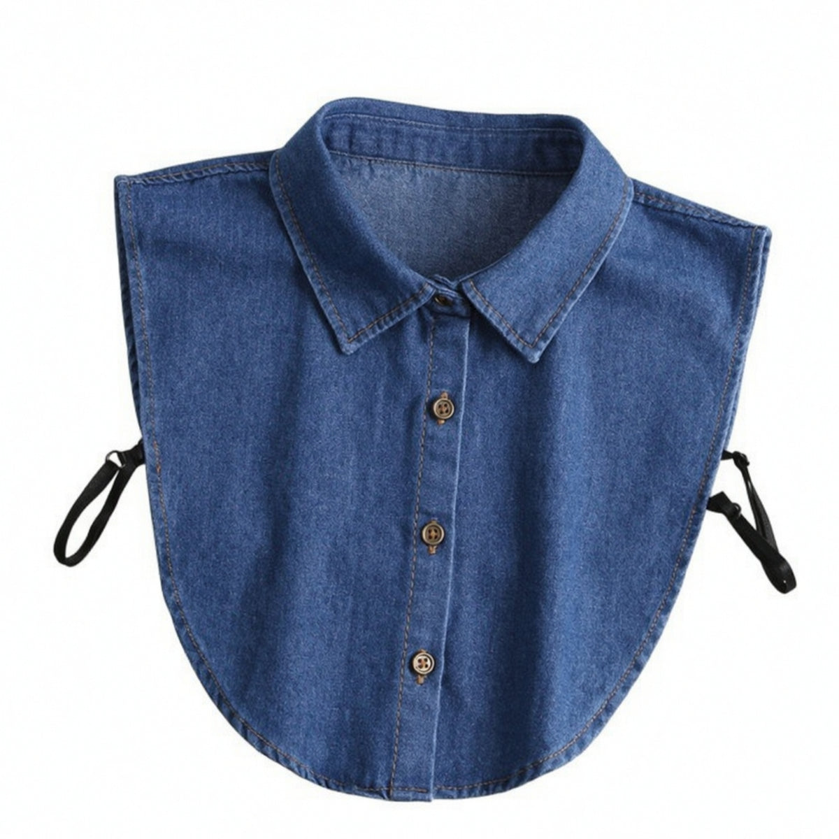 Detachable Denim Shirt Front Insert Button-down Half Shirt for Women, Students, Layered-Look, Office, School