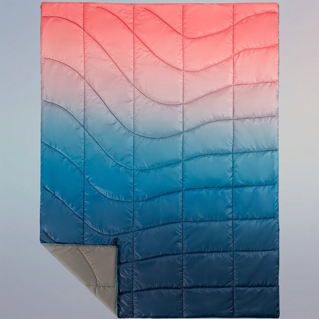 Picnic Blanket and Waterproof Blanket for Outdoor Activities, Gradient Color Camping Gear with Stuff Sack, Large Beach Mat, Warm Adult Blanket