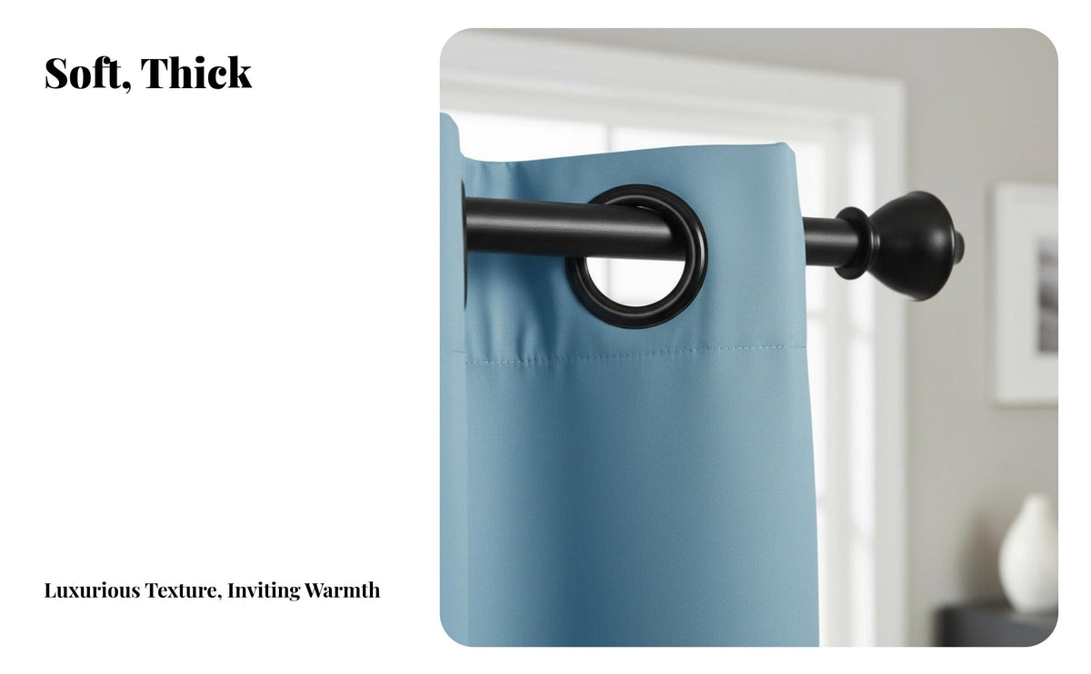 Room Darkening Grommet Top Blackout Curtain Light Blocking Grommet Top Blackout Panel Pair Simple Design Window Treatment Thermal Insulated for Late Sleepers, Evening Alternating Workers, Homeowners, Bedroom, Nursery