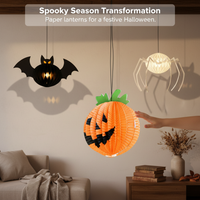 Halloween Paper Lanterns Pumpkin Spider Bat Hanging Decorations for Party Decor