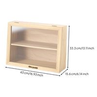 Wooden Tabletop Cabinet with Drawer Dustproof Display Cabinet with Drawers 2-Tier Figure Display Box Compact for Collectors