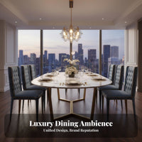 Round Dining Table with 6 Chairs Luxury Design Indoor Furniture Modern & Design Upholstered Seating for Families