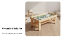 Modular Brick Table Solid Wood Construction Multi-Functional Play Table Rounded Corners Convertible Study Desk for Kindergarten, Daycare, Living Room