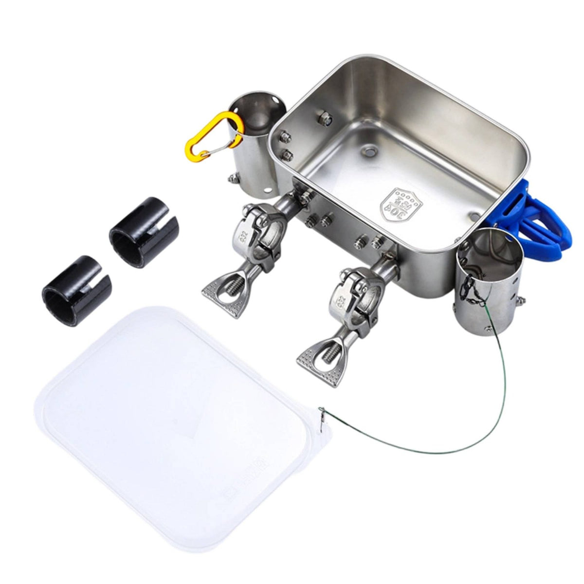 Mount Fishing Utility Box Multi-Functional Boat Railing Box Heavy Duty Clamp-on Boat Tackle Holder Drainage Holes for Anglers, Yachting