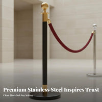 Rust-Resistant Stainless Steel Stanchion Weighted Base Stainless Steel Queue Pole Easy to Inches Tall Stanchion Post Set Elegant Design for Event Organizers, Venue Managers, Business Owners, Museums, Exhibition Centers, Theaters, Airports