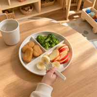 Wheat Straw Divided Dinner Plate Set for Kids and Adults, 3-Compartment, Anti-fall, Heat-Resistant, Eco-Friendly