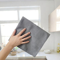 Fuzzless Microfibre Cloth, High Absorbency Microfibre Towel for Glass and Mirrors, Washable Dark Grey Cleaning Tool