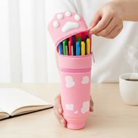 Retractable Silicone Pen Pencil Case Cute Cat Paw Design