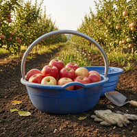 Arched Handle Perforated Harvest Basket Blue Fruit Picking Basket Lightweight Harvesting Tool Reinforced Rim