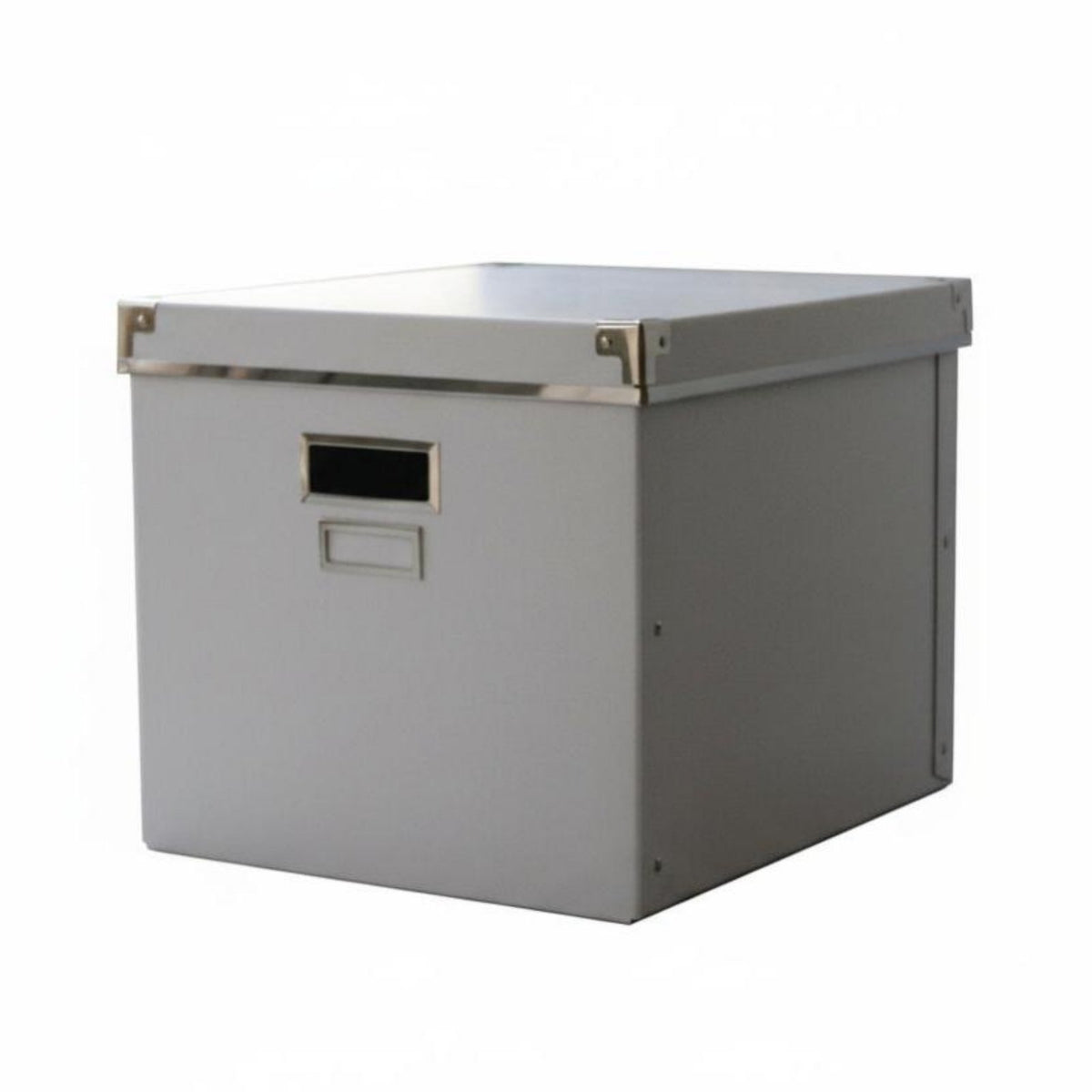 Lidded File Box with Metal Corners Portable Household Storage for Closet, Travel
