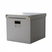 Lidded File Box with Metal Corners Portable Household Storage for Closet, Travel