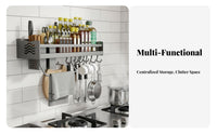 Drillnon-Drill Installation Multifunctional Utility Rack Multi-Functional Kitchen Organizer Space-Saving Design Wall Shelf High Capacity for Home Cooks, Families, Homeowners, Small Areas, over Counter