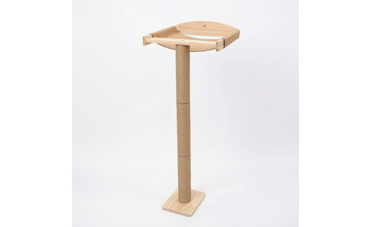 Suction Cup Window Cat Perch with Scratching Post Wooden Window Perch with Scratching Post Space-Saving Cat Climbing Frame with Bed Elevated for Indoor Cats, Living Room