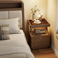Large Capacity Storage 2-Drawer Nightstand with Accessible Shelf No Assembly Required Nightstand with Power Outlets USB Charging Port Bedside Table Built-in Light for Homeowners, Students, Adults, Bedroom, Guest Room, Lounge Area