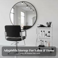 Triple-Shelf Rolling Trolley 360-Degree Rotating Casters Triple-Shelf Rolling Shelf Sleek Contemporary Design Storage Trolley for Beauticians