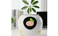Stress Relief Emotional Companion Pot AI Smart Talking Flower Pot Cute Face Display Automatic Watering Planter Digital Gift for Office, Desktop