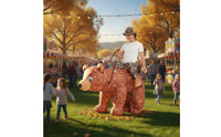 Inflatable Ride on Bear Costume Brown Riding Bear Costume Oversized Built-in Fan for Adults, Halloween