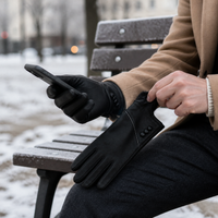 Women's Warm PU Leather Touchscreen Gloves for Winter Driving & Cycling