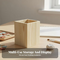 Unfinished Pen Holder Wood Stationery Organizer Versatile DIY Wooden Pencil Cup for Students, Crafters, Home Office